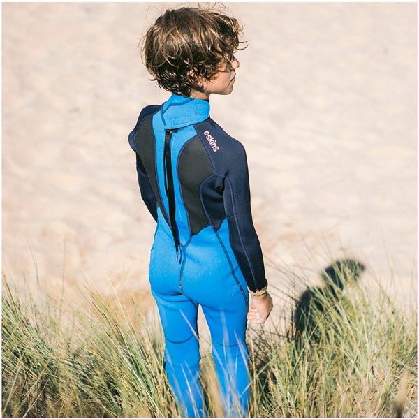 2026 C-Skins Junior Element 3/2mm Back Zip Wetsuit C-EL32STJ - Cyan / Slate / Multi